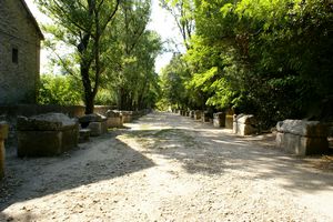 La nécropole : Allée des sarcophages